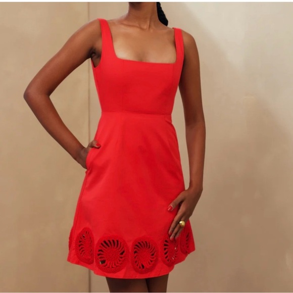 Elexiay Kogi Crochet Embellished A-Line Minidress red - Picture 1 of 8